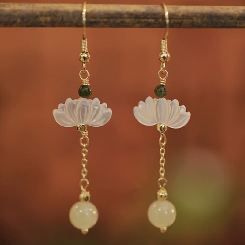 KarmaRipple's Hetian Jade Lotus Prosperity Earrings p9