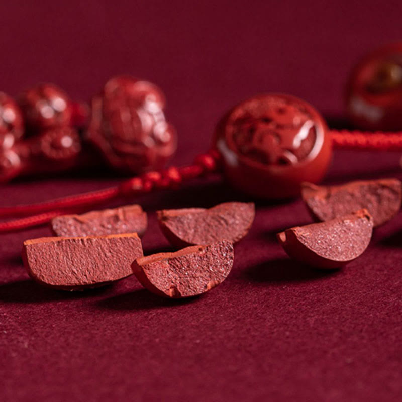 KarmaRipple's Authentic Cinnabar Chinese Zodiac?Ruyi Handle Fu Character Lotus Blessing Red String Belly Chain p28