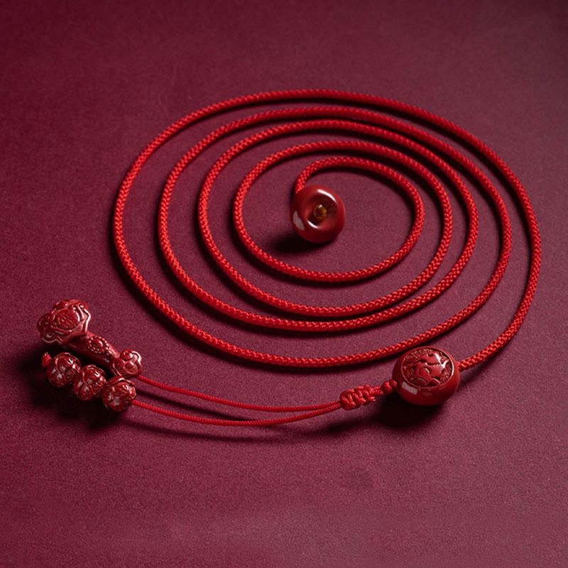 KarmaRipple's Authentic Cinnabar Chinese Zodiac?Ruyi Handle Fu Character Lotus Blessing Red String Belly Chain p13