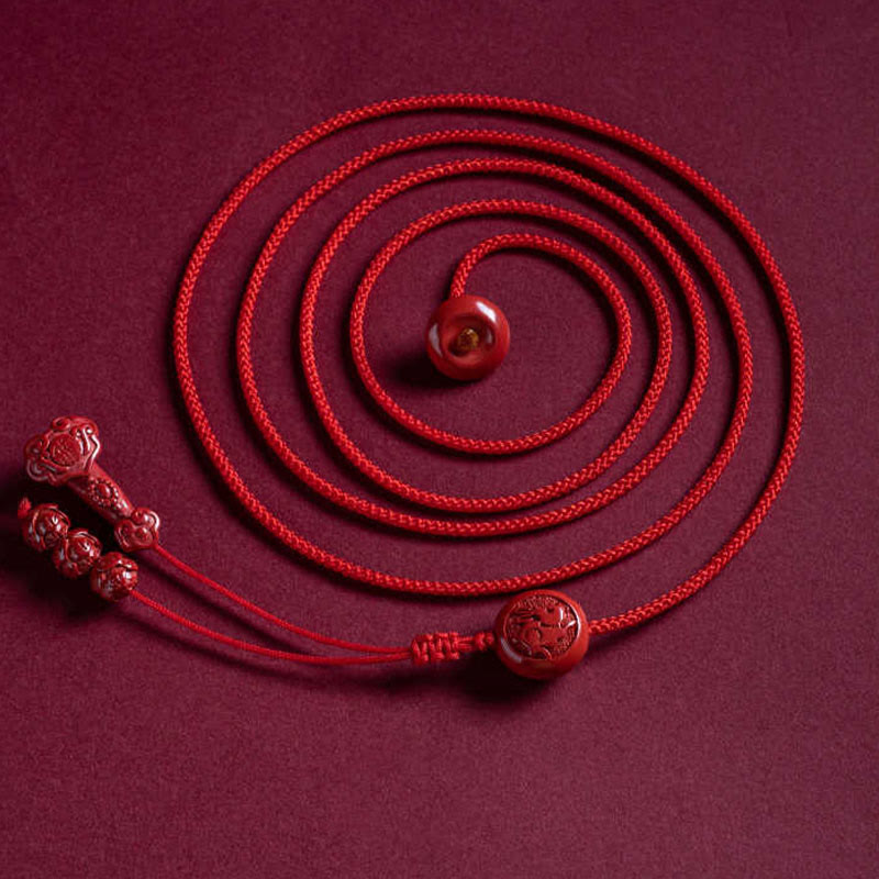 KarmaRipple's Authentic Cinnabar Chinese Zodiac?Ruyi Handle Fu Character Lotus Blessing Red String Belly Chain p26