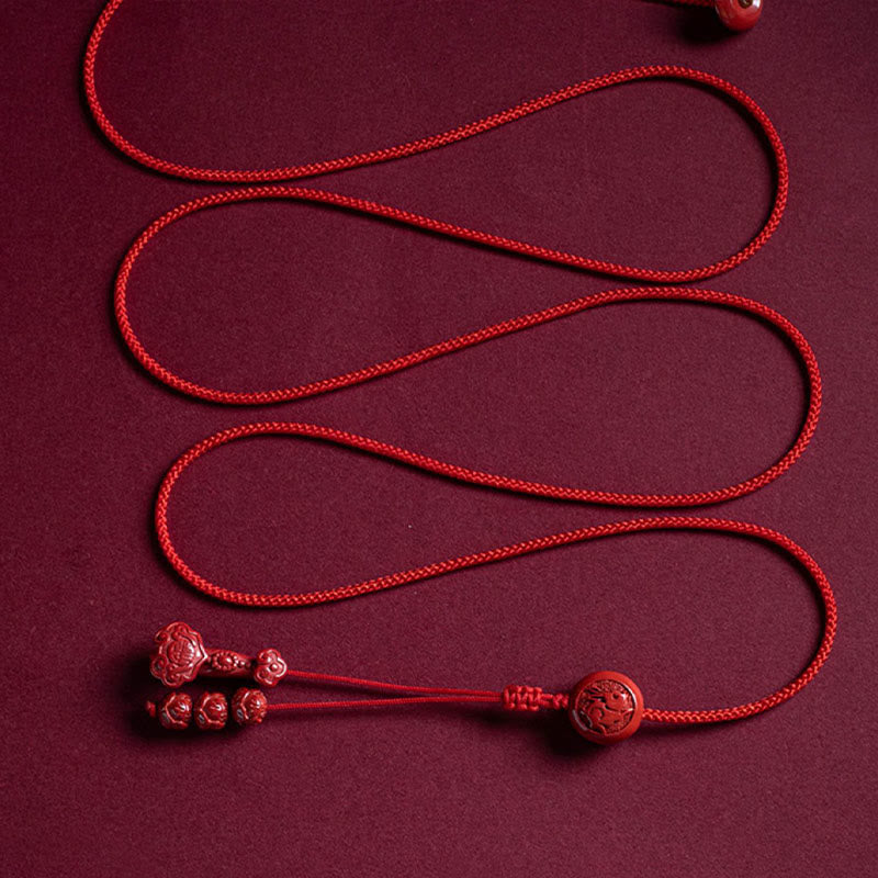 KarmaRipple's Authentic Cinnabar Chinese Zodiac?Ruyi Handle Fu Character Lotus Blessing Red String Belly Chain p25