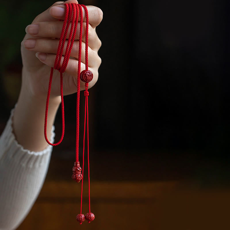 KarmaRipple's Authentic Cinnabar Chinese Zodiac?Gourd Calm Blessing Red String Belly Chain p3