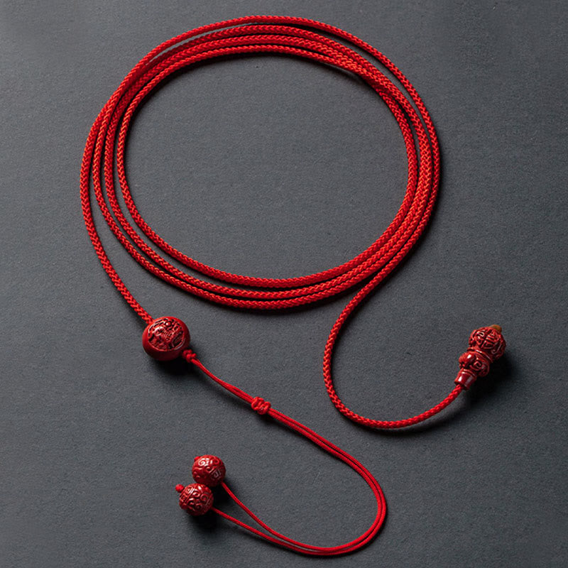 KarmaRipple's Authentic Cinnabar Chinese Zodiac?Gourd Calm Blessing Red String Belly Chain p15