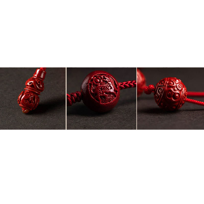 KarmaRipple's Authentic Cinnabar Chinese Zodiac?Gourd Calm Blessing Red String Belly Chain p19