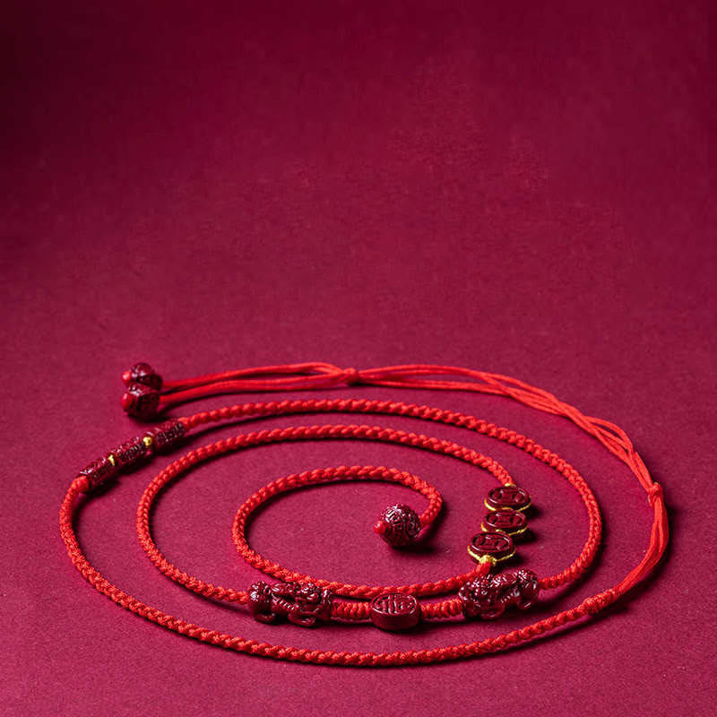 KarmaRipple's Authentic Cinnabar PiXiu?Calm Blessing Red String Belly Chain p4