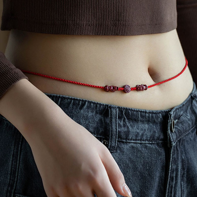 KarmaRipple's Authentic Cinnabar PiXiu?Calm Blessing Red String Belly Chain p19