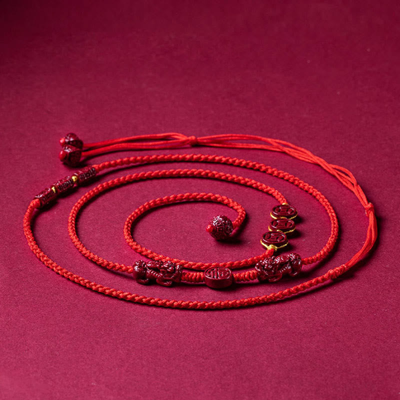 KarmaRipple's Authentic Cinnabar PiXiu?Calm Blessing Red String Belly Chain p17