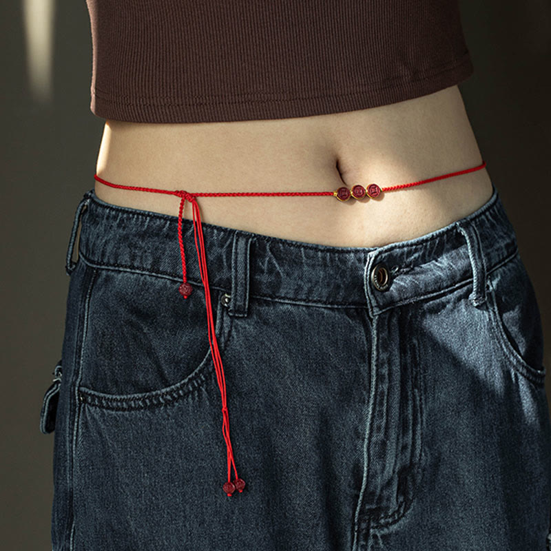 KarmaRipple's Authentic Cinnabar PiXiu?Calm Blessing Red String Belly Chain p9