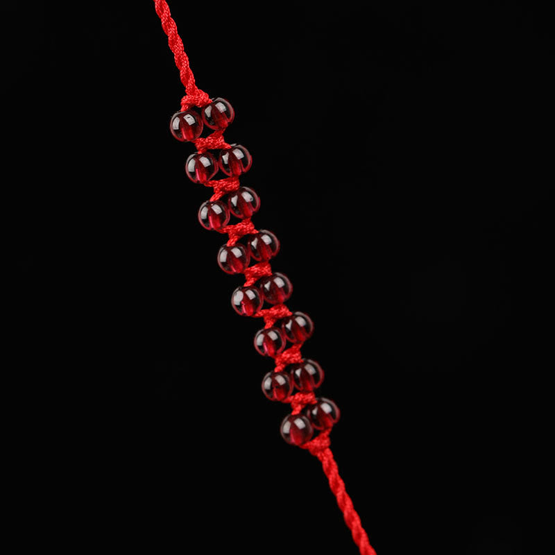 KarmaRipple's Chinese Zodiac Authentic Garnet Peace Buckle Blessing Red String Belly Chain p2