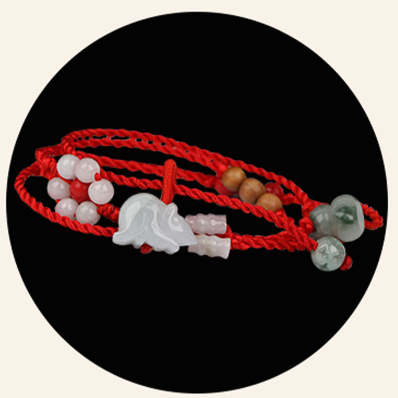 KarmaRipple's Chinese Zodiac Peach Wood Blessing Red String Belly Chain p14
