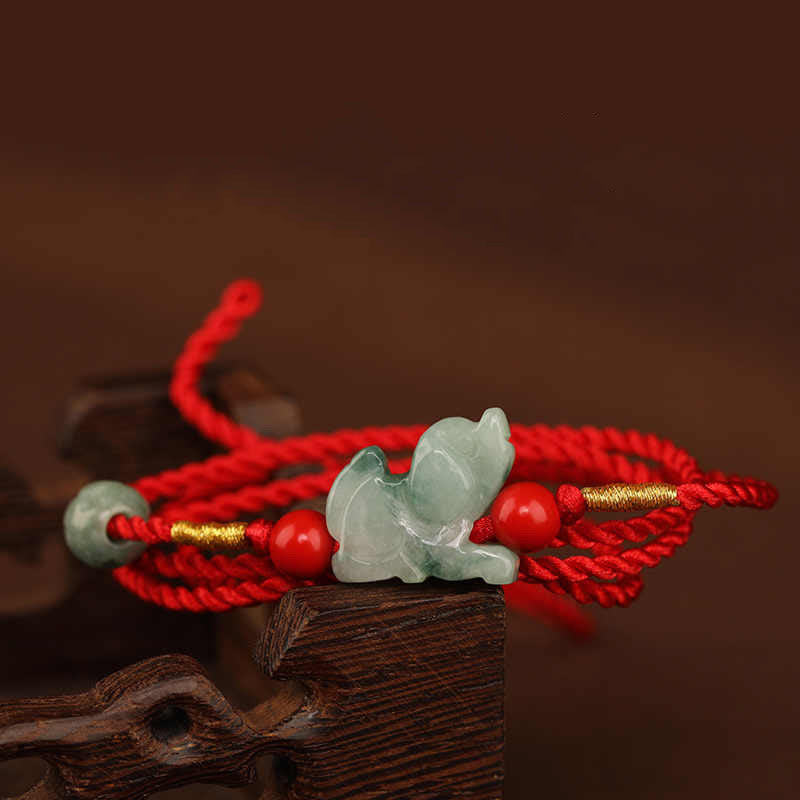 KarmaRipple's Jade Peace Buckle Blessing Red String Belly Chain p10