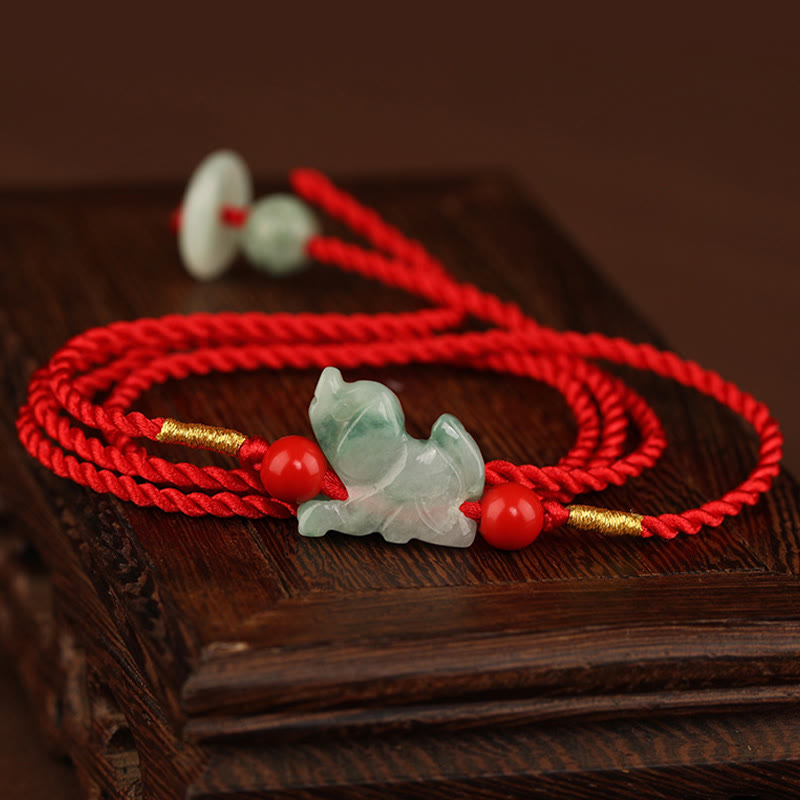 KarmaRipple's Jade Peace Buckle Blessing Red String Belly Chain p20