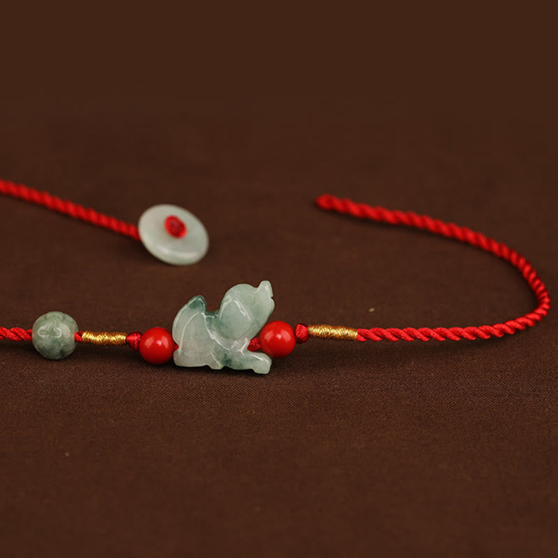 KarmaRipple's Jade Peace Buckle Blessing Red String Belly Chain p17