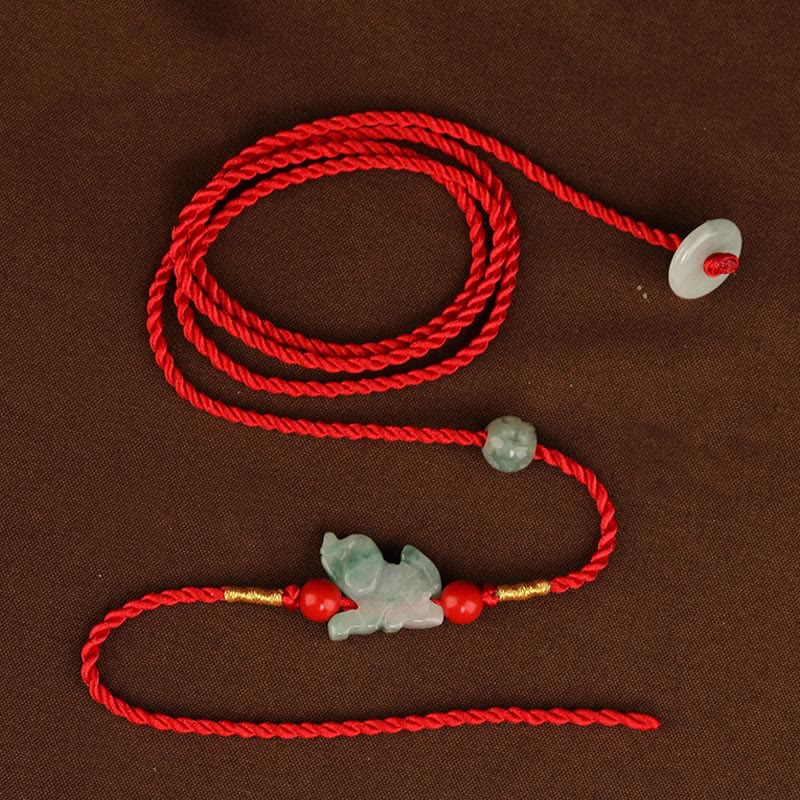 KarmaRipple's Jade Peace Buckle Blessing Red String Belly Chain p4