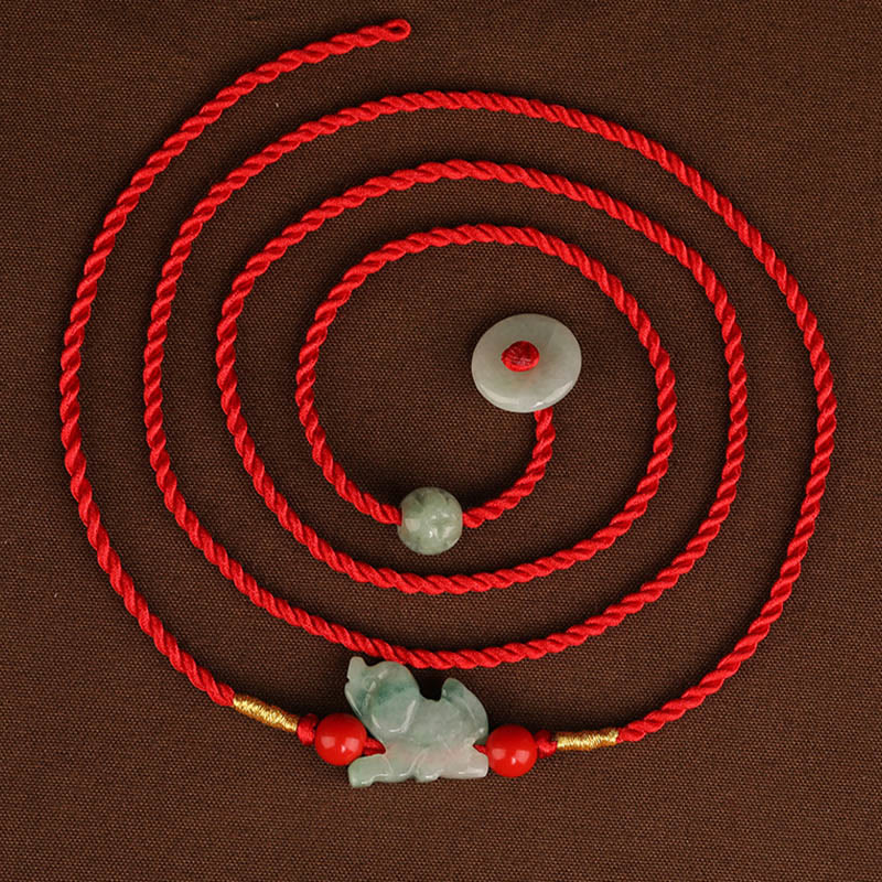 KarmaRipple's Jade Peace Buckle Blessing Red String Belly Chain p3