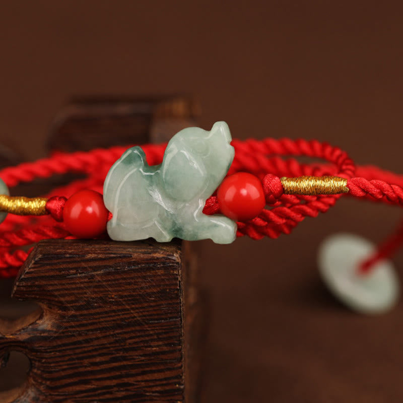 KarmaRipple's Jade Peace Buckle Blessing Red String Belly Chain p16