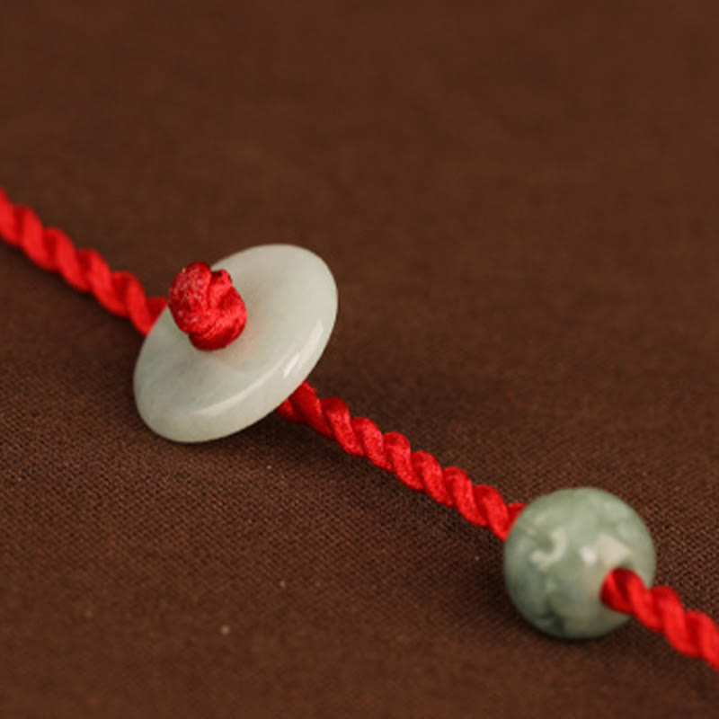 KarmaRipple's Jade Peace Buckle Blessing Red String Belly Chain p14