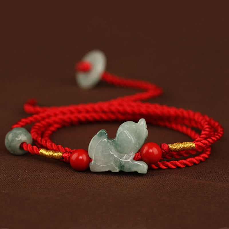 KarmaRipple's Jade Peace Buckle Blessing Red String Belly Chain p2