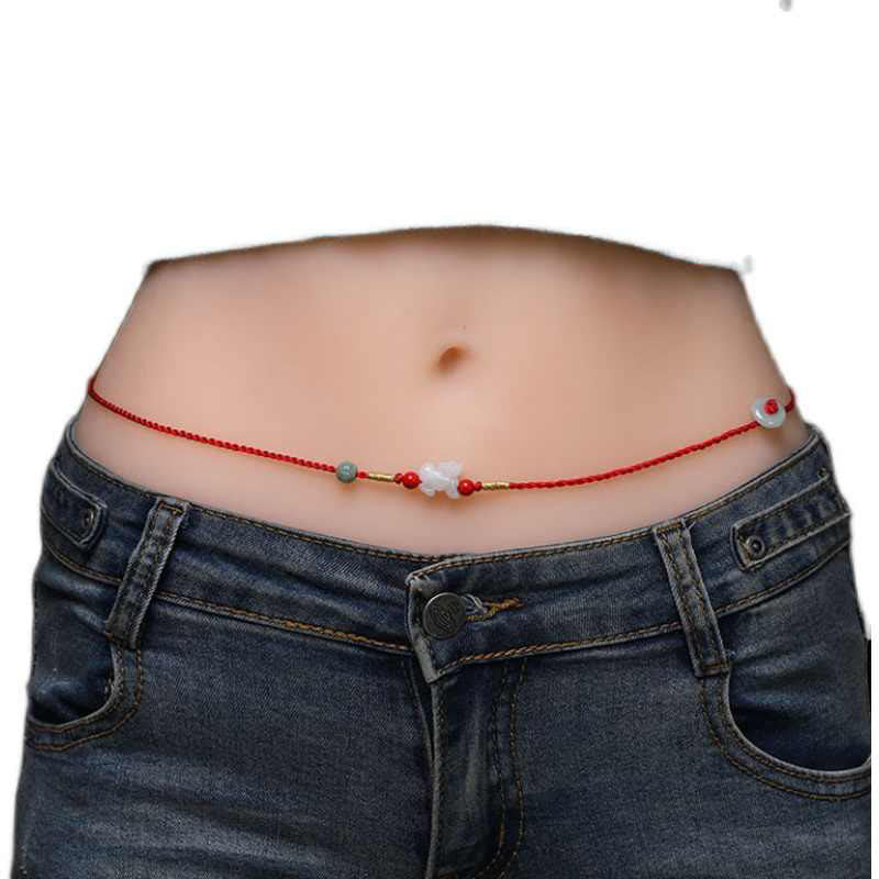 KarmaRipple's Jade Peace Buckle Blessing Red String Belly Chain p21