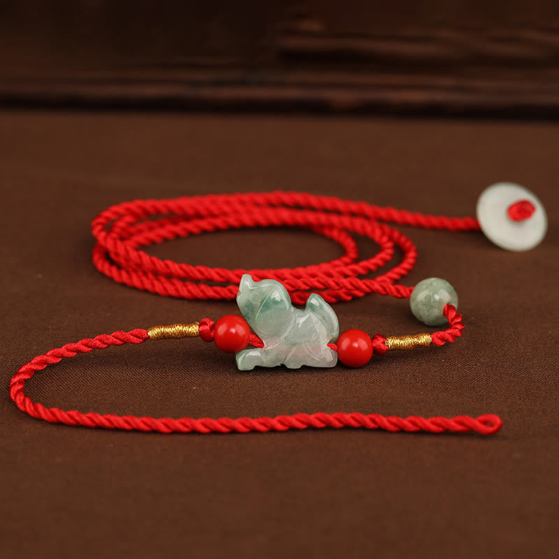 KarmaRipple's Jade Peace Buckle Blessing Red String Belly Chain p12
