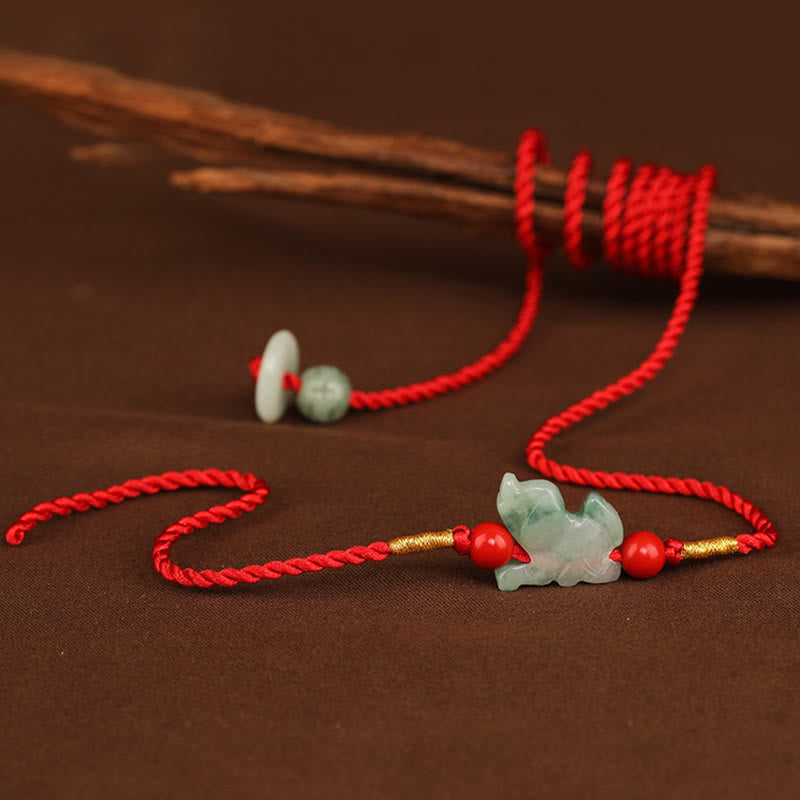KarmaRipple's Jade Peace Buckle Blessing Red String Belly Chain p19