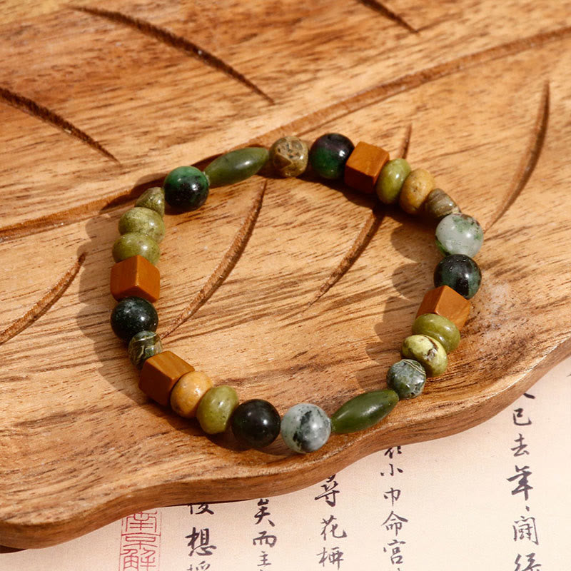 KarmaRipple's Red Agate Shoushan Stone Calm Blessing Bracelet p1