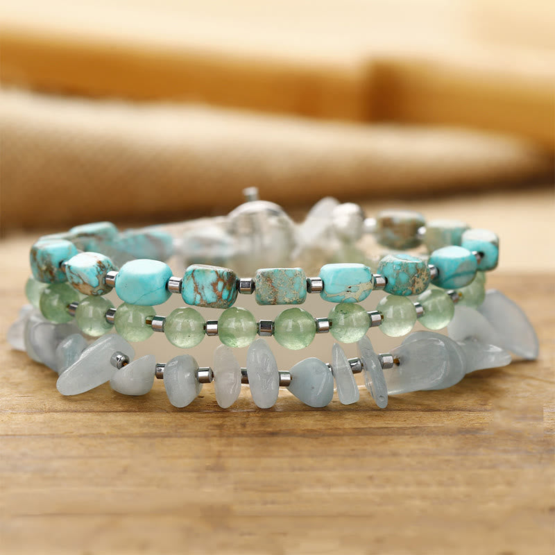 KarmaRipple's Green Emperor Stone Green Aventurine Happiness Triple Wrap Bracelet p1