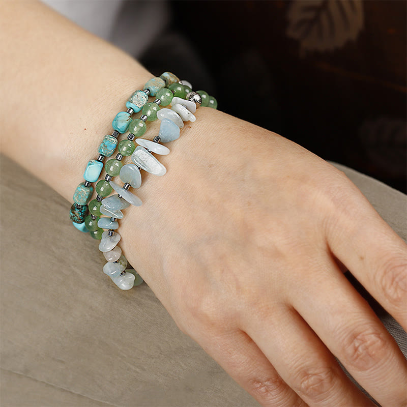 KarmaRipple's Green Emperor Stone Green Aventurine Happiness Triple Wrap Bracelet p5