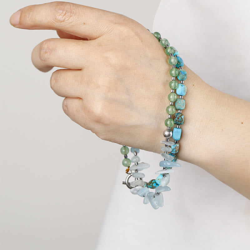 KarmaRipple's Green Emperor Stone Green Aventurine Happiness Triple Wrap Bracelet p10
