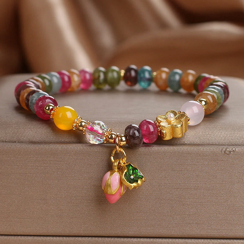KarmaRipple's Tourmaline Lotus Seedpod Wisdom Bracelet p1