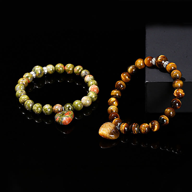 KarmaRipple's Various Gemstone Green Aventurine Love Heart Balance Bracelet p29