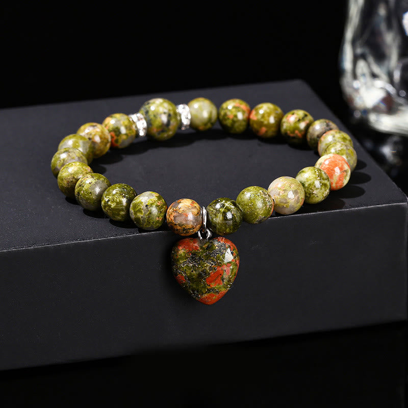 KarmaRipple's Various Gemstone Green Aventurine Love Heart Balance Bracelet p6