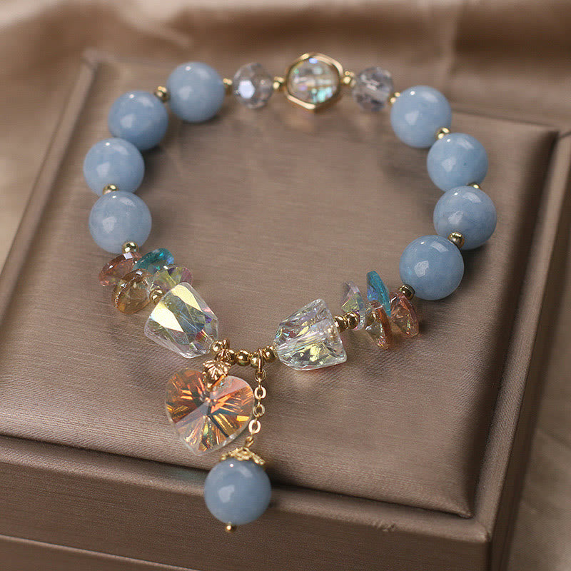 KarmaRipple's Aquamarine Green Gemstone Love Heart Talisman Balancing Bracelet p3