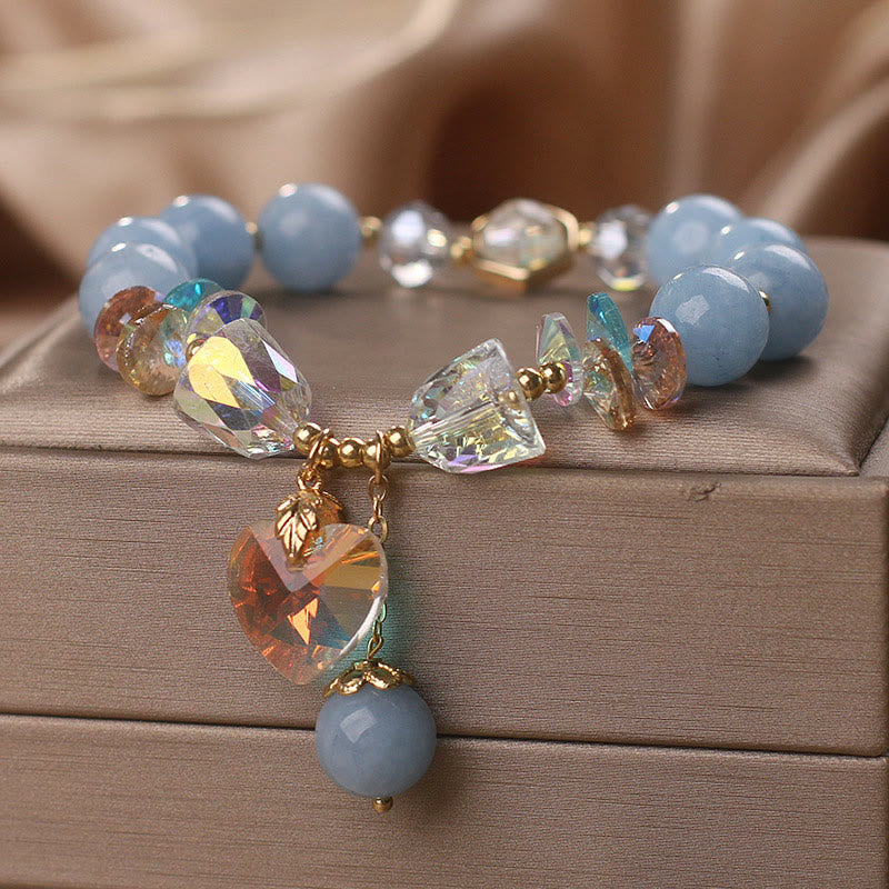 KarmaRipple's Aquamarine Green Gemstone Love Heart Talisman Balancing Bracelet p5