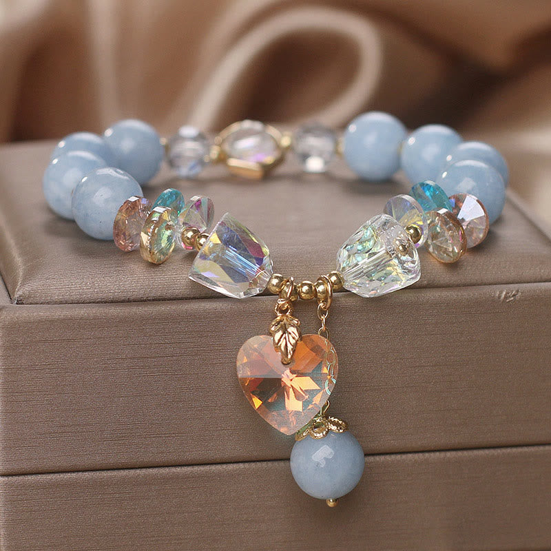 KarmaRipple's Aquamarine Green Gemstone Love Heart Talisman Balancing Bracelet p4