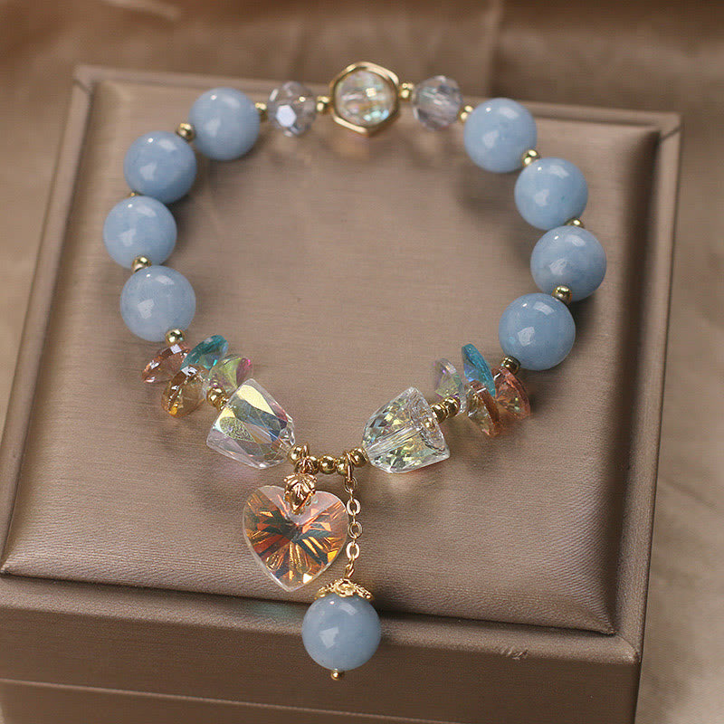 KarmaRipple's Aquamarine Green Gemstone Love Heart Talisman Balancing Bracelet p6