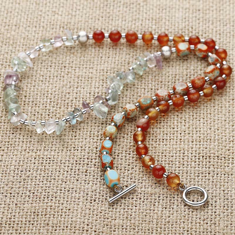KarmaRipple's Fluorite Red Agate Emperor Stone Power Triple Wrap Bracelet p4