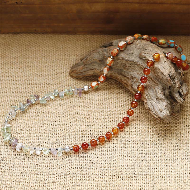KarmaRipple's Fluorite Red Agate Emperor Stone Power Triple Wrap Bracelet p3