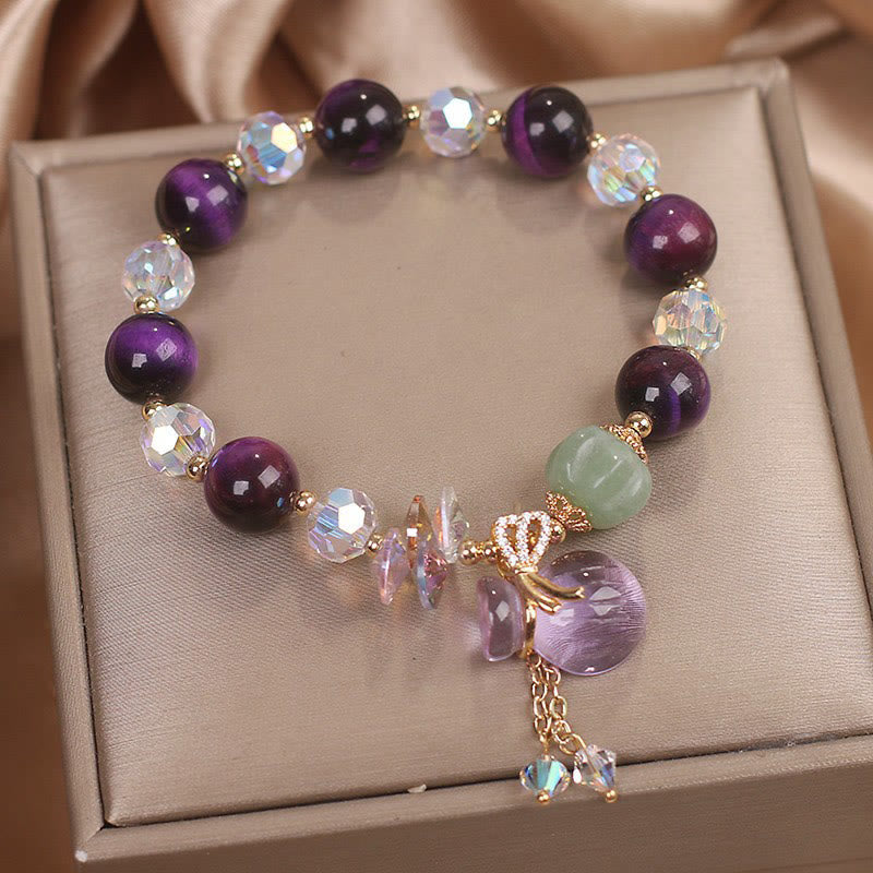 KarmaRipple's Purple Tiger Eye Ivory Gemstone Amethyst Jade Bravery Bracelet p4
