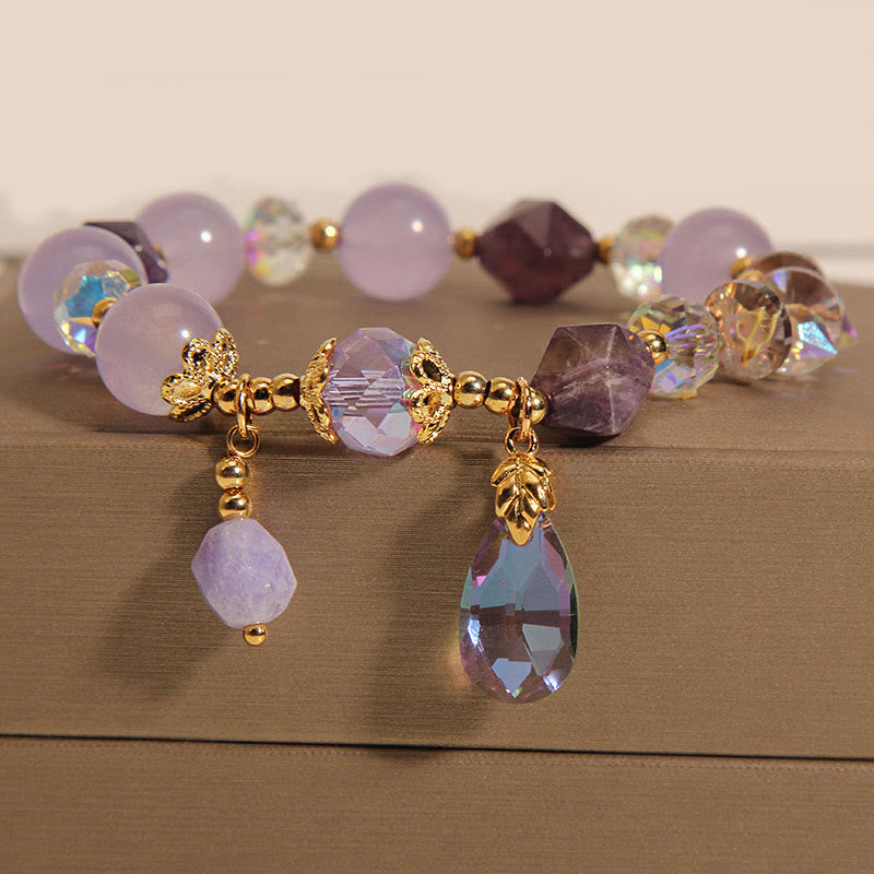 KarmaRipple's Amethyst Ivory Gemstone Drop Meditation Bracelet p9