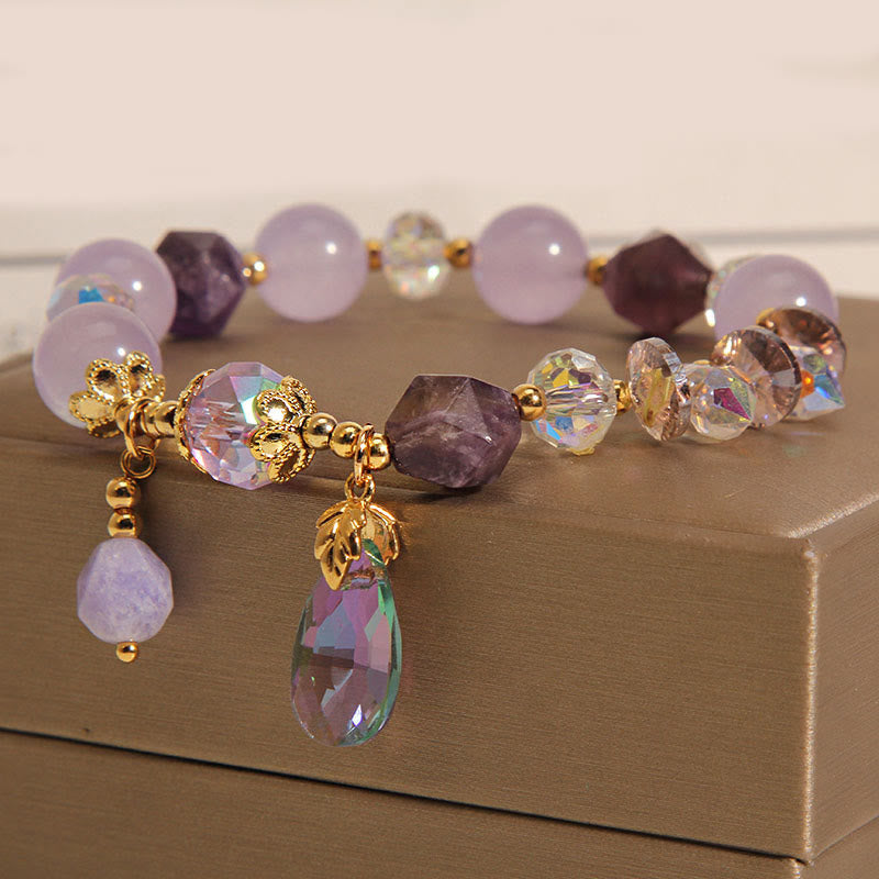 KarmaRipple's Amethyst Ivory Gemstone Drop Meditation Bracelet p2