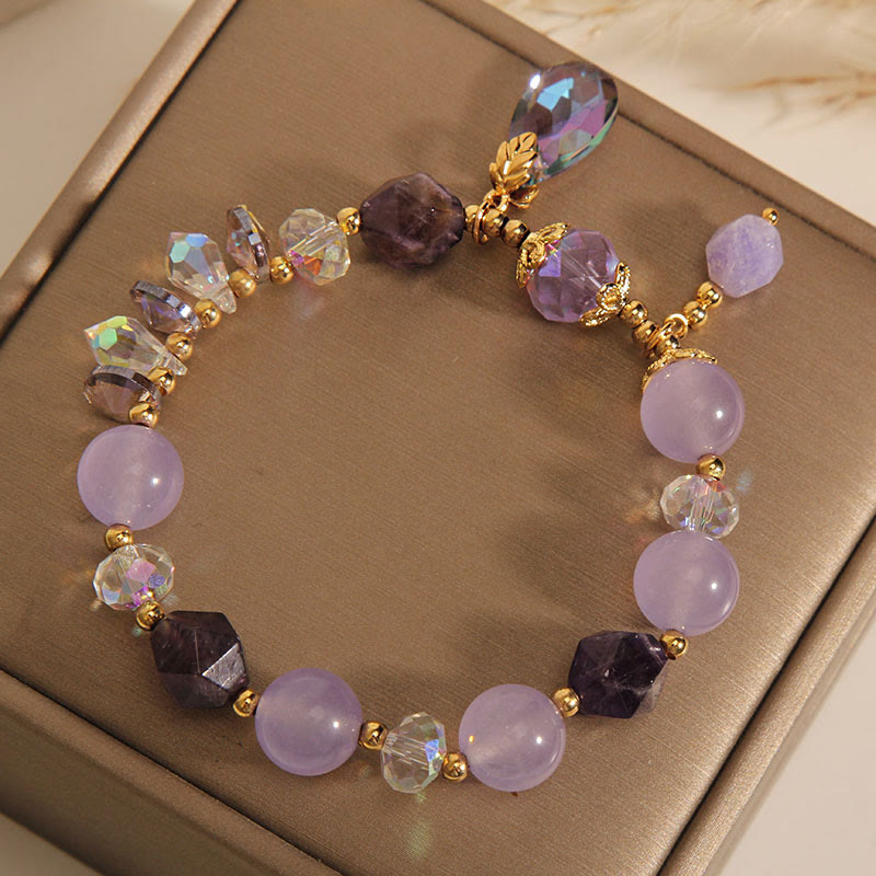 KarmaRipple's Amethyst Ivory Gemstone Drop Meditation Bracelet p4
