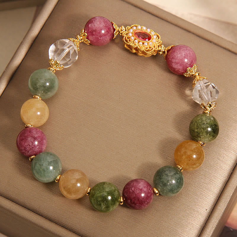 KarmaRipple's Tourmaline Pearl Pink Gemstone White?Crystal Wisdom Bracelet p4