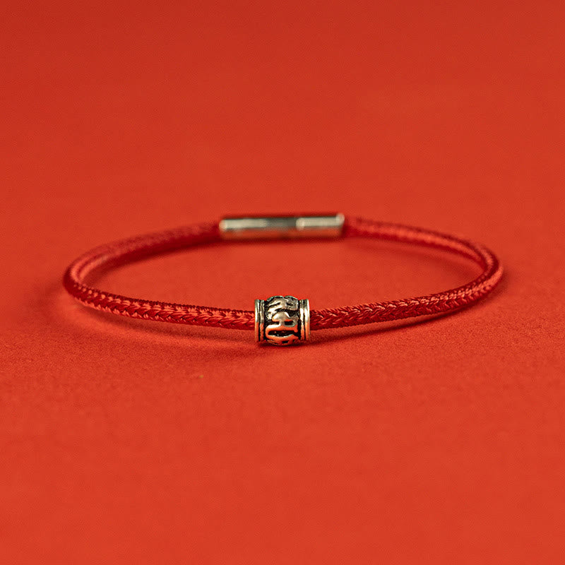 KarmaRipple's Red String Black String Six True Words 925 Sterling Silver Peace Bracelet p1