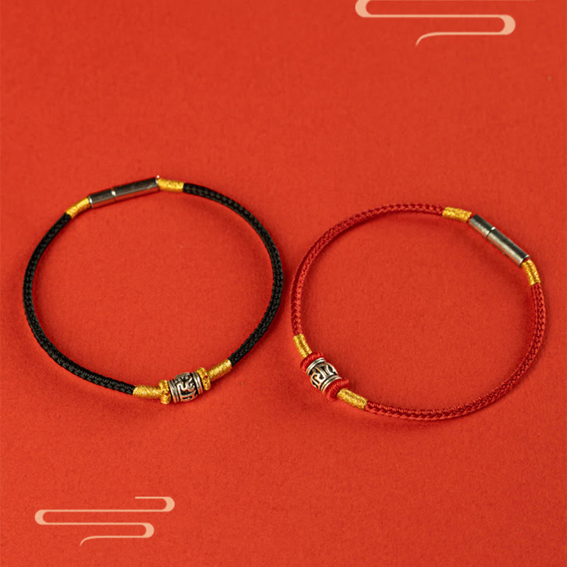 KarmaRipple's Red String Black String Six True Words 925 Sterling Silver Peace Bracelet p18