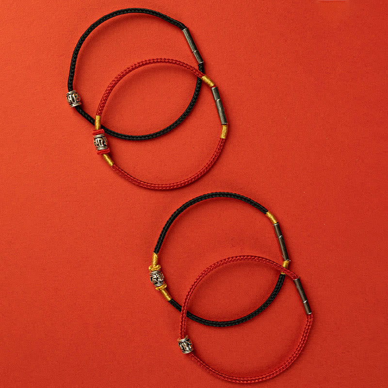 KarmaRipple's Red String Black String Six True Words 925 Sterling Silver Peace Bracelet p21