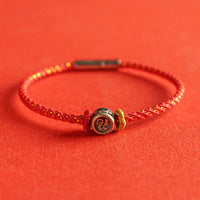 KarmaRipple's Woven String 925 Sterling Silver Fu Character Faith Bracelet