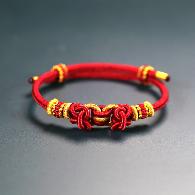 KarmaRipple's Red String Saddle Weave Strength Bracelet p21