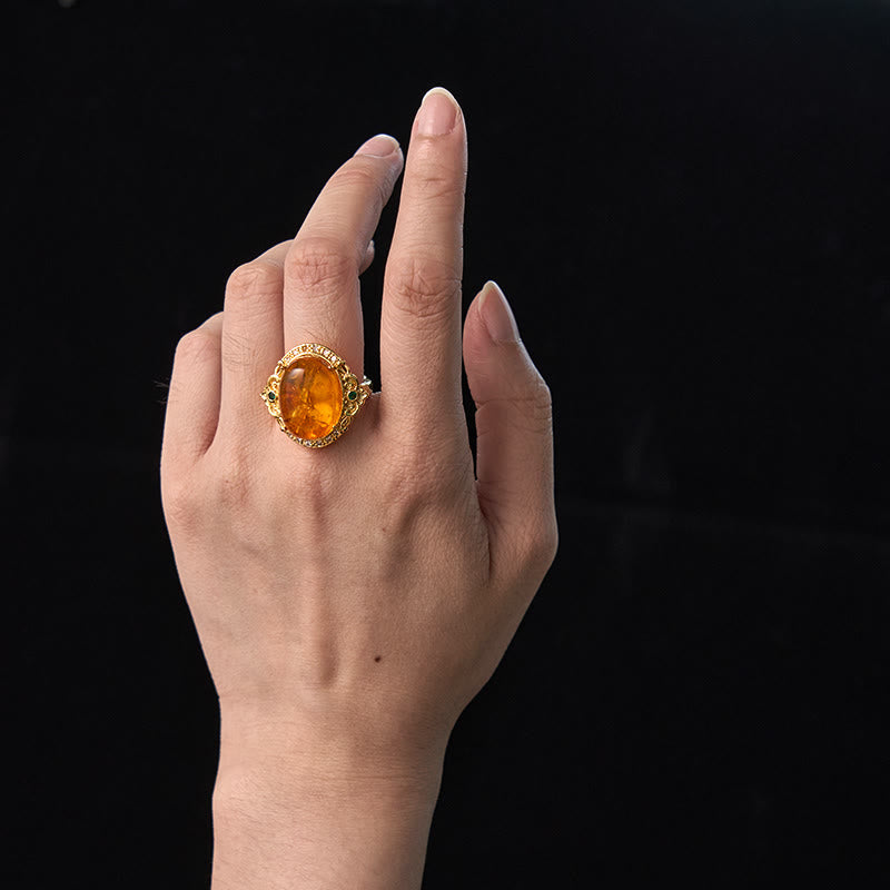 KarmaRipple's Amber Flower Pigeon Egg Pattern Focus Ring p5