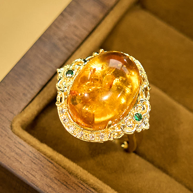 KarmaRipple's Amber Flower Pigeon Egg Pattern Focus Ring p11